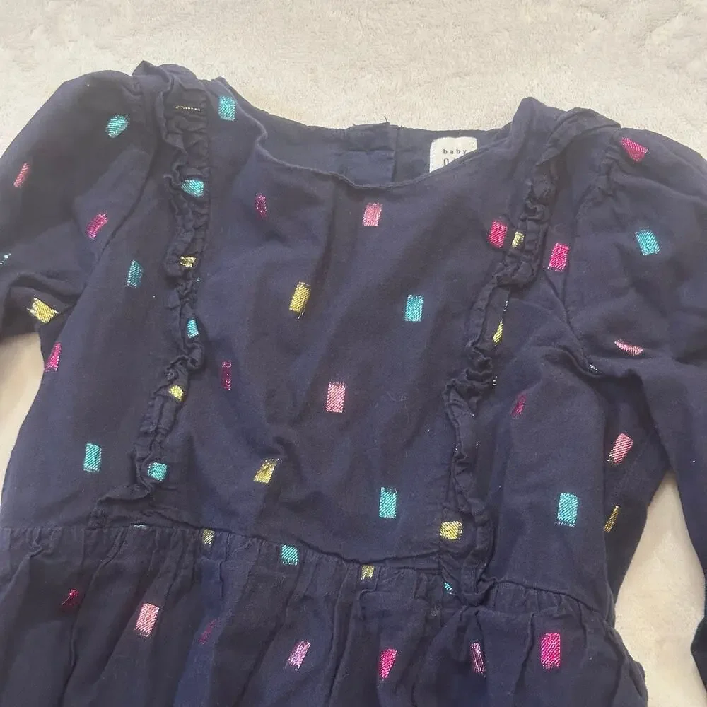 Baby Gap Metallic Dot Dress sz 5 Long Sleeve Dress